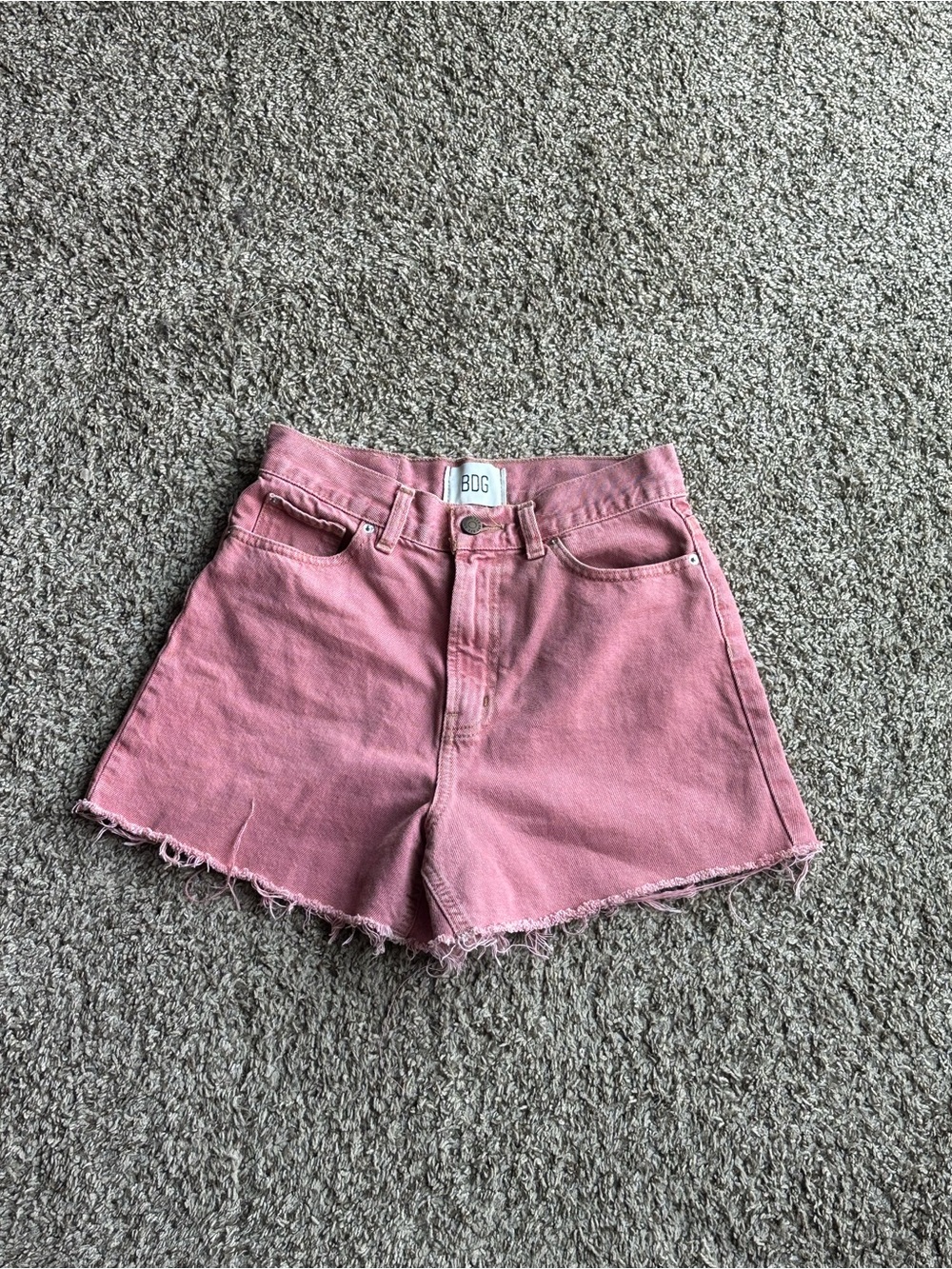 BDG Washed Pink High-Rise Denim Cutoff Shorts